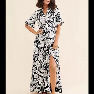 Anthropologie Maeve Black and White Floral Dress